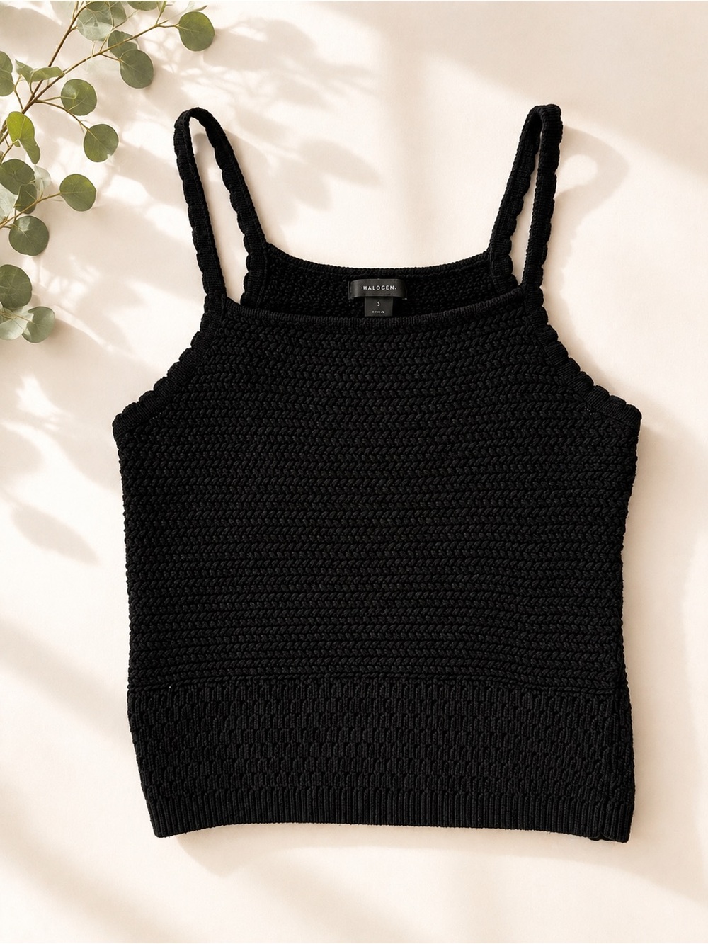 Halogen Black Textured Cotton Sweater Tank Small
